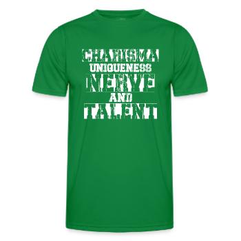 Charisma, Uniqueness, Nerve and Talent - Men's Functional T-Shirt - kelly green - Front - AI Model Male 178 dark (178cm)