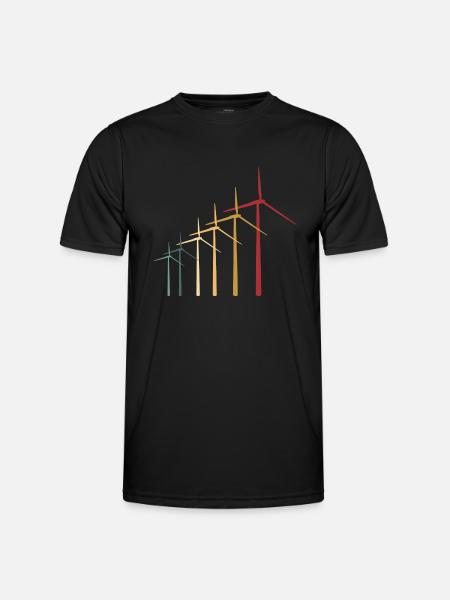 Retro Background Wind Power Lover Renewable Energy - Männer Funktions-T-Shirt - Schwarz