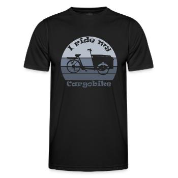Vélo cargo, vélo cargo, âne, « i ride » - T-shirt sport Homme - noir - Devant - AI Model Male 178 dark (178cm)