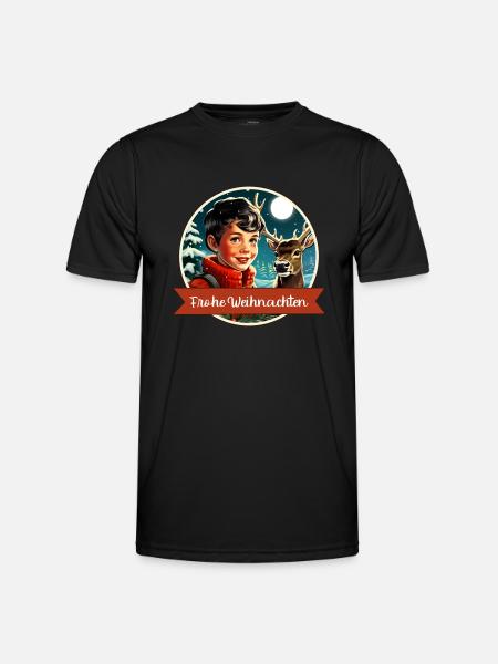 Junge im Winterwald - Männer Funktions-T-Shirt - Schwarz