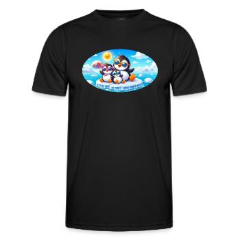 Lustige Pinguine - Männer Funktions-T-Shirt - Schwarz - Vorne - AI Model Male 178 dark (178cm)