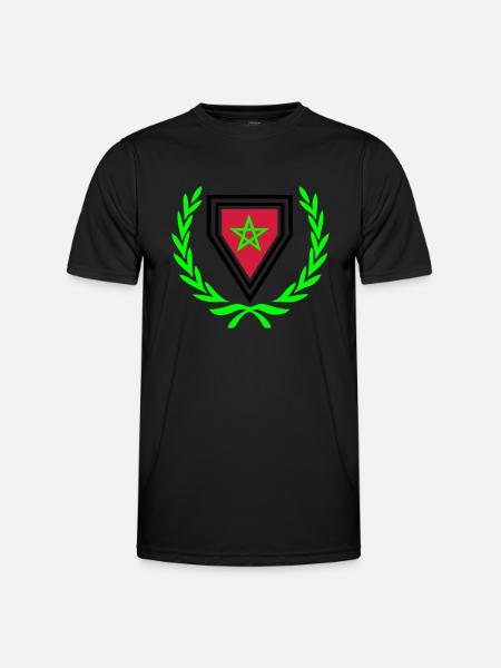 Marokko (Wapenschild & lauwerkrans) - Functioneel T-shirt voor mannen - zwart
