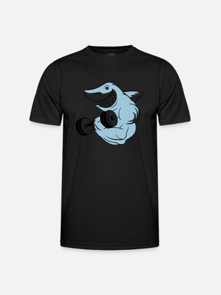 shark_bodybuilder - T-shirt sport Homme - noir