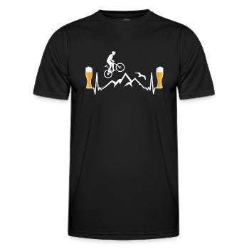 EKG mountain bike and wheat beer gift idea - Men's Functional T-Shirt - black - Front - AI Model Male 178 dark (178cm)