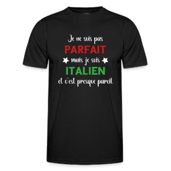 Je ne suis pas parfait mais italien - T-shirt sport Homme - noir - Devant - AI Model Male 178 dark (178cm)