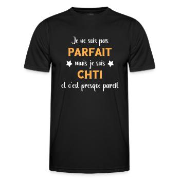 Je ne suis pas parfait mais chti - T-shirt sport Homme - noir - Devant - AI Model Male 178 dark (178cm)