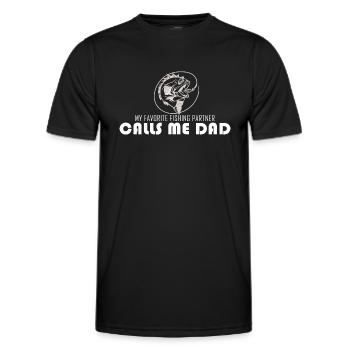 Mon partenaire de pêche m’appelle Papa Partner-Ruhestan - T-shirt sport Homme - noir - Devant - AI Model Male 178 dark (178cm)