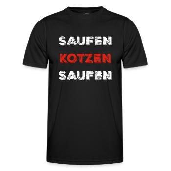 Saufen kotzen saufen - Männer Funktions-T-Shirt - Schwarz - Vorne - AI Model Male 178 dark (178cm)