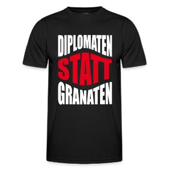 Diplomaten statt Granaten - Männer Funktions-T-Shirt - Schwarz - Vorne - AI Model Male 178 dark (178cm)