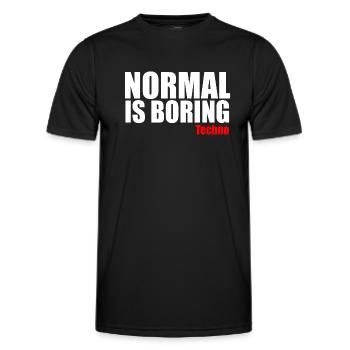 Normal ist langweiliges Techno-Zitat - Männer Funktions-T-Shirt - Schwarz - Vorne - AI Model Male 178 dark (178cm)