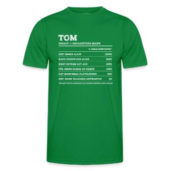 Tom Großer Mann First Name - Men's Functional T-Shirt - kelly green - Front - AI Model Male 178 dark (178cm)