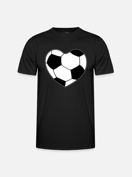 Herz Fußball - Männer Funktions-T-Shirt - Schwarz