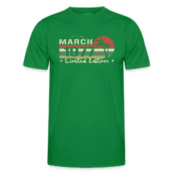 March Vintage 47th Anniversary Born 1977 Vibe - Men's Functional T-Shirt - kelly green - Front - AI Model Male 178 dark (178cm)