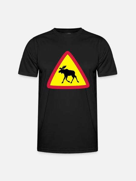 Elk warning 3clr - Men's Functional T-Shirt - black