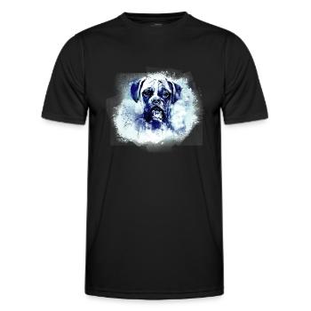 Peinture, aquarelle, graffiti, chien, boxeur, bleu - T-shirt sport Homme - noir - Devant - AI Model Male 178 dark (178cm)