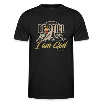 Sei still und wisse, dass ich Gott bin Psalm 46,10 - Männer Funktions-T-Shirt - Schwarz - Vorne - AI Model Male 178 dark (178cm)