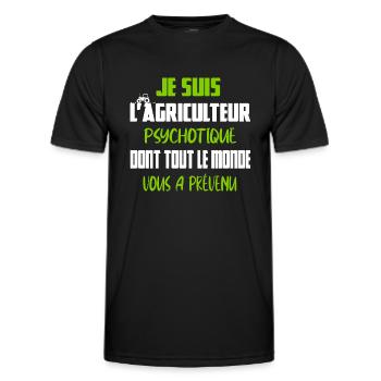 Je suis l'agriculteur psychotique t-shirt tracteur - T-shirt sport Homme - noir - Devant - AI Model Male 178 dark (178cm)