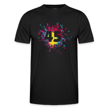 Numéro 45e éclaboussure de couleur - T-shirt sport Homme - noir - Devant - AI Model Male 178 dark (178cm)