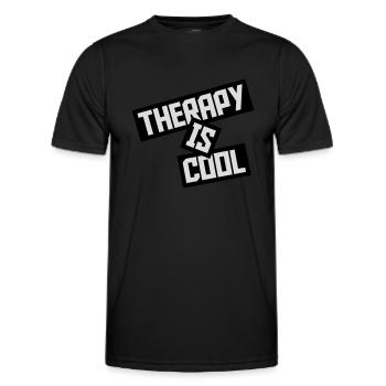 la thérapie est cool Citation - T-shirt sport Homme - noir - Devant - AI Model Male 178 dark (178cm)