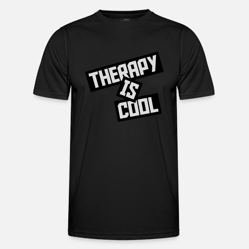 therapy is cool Zitat - Männer Funktions-T-Shirt - Schwarz