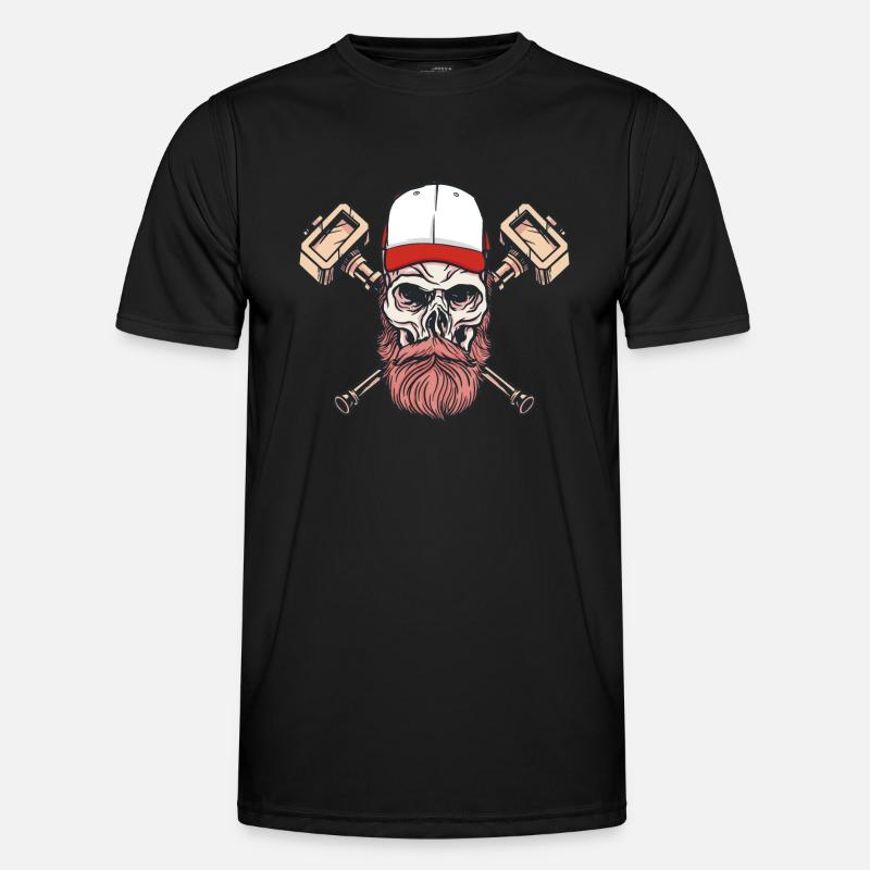 Bartbart Totenkopf Hammerbrille Bartbart Totenkopf Männer Funktions-T-Shirt
