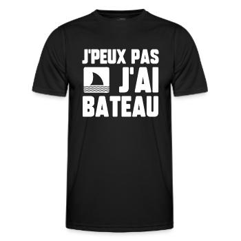 J’peux pas j’ai bateau - T-shirt sport Homme - noir - Devant - AI Model Male 178 dark (178cm)