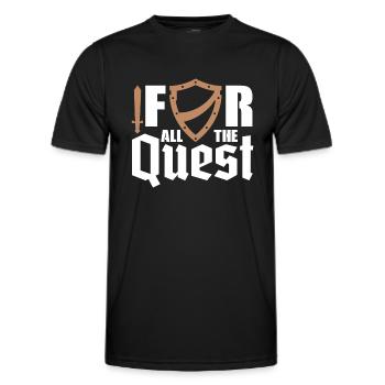 For all the Quest | Foam Weapon | Larper - Men's Functional T-Shirt - black - Front - AI Model Male 178 dark (178cm)