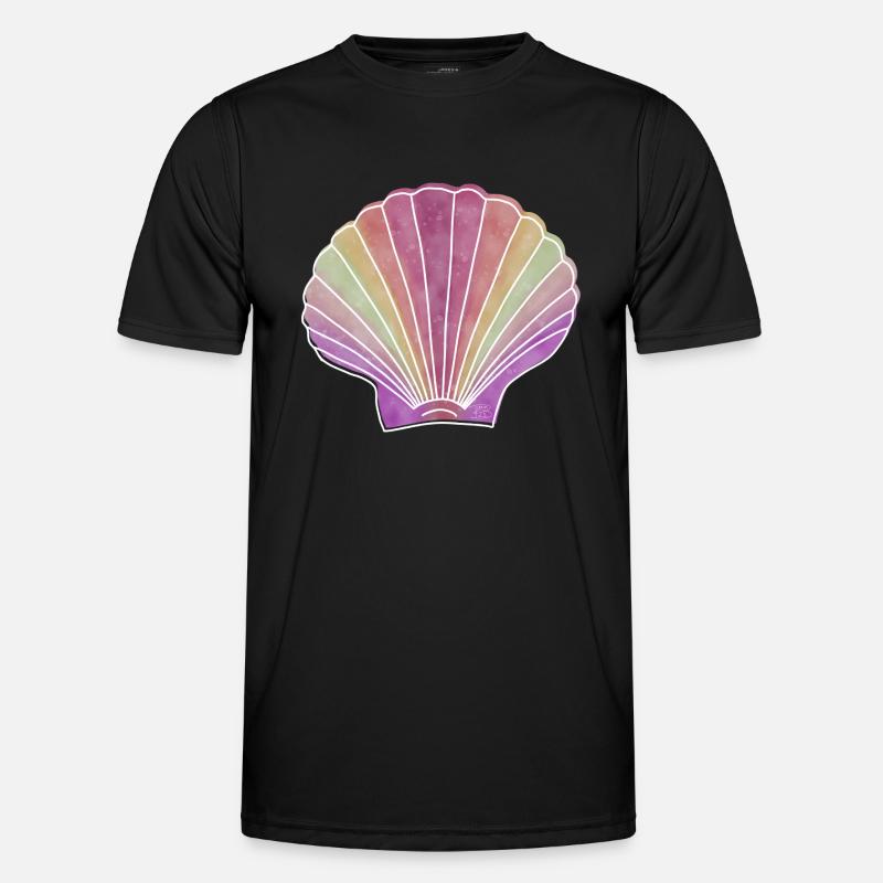 "Scallop", Boho Line Art Design, "Shells" - Men's Functional T-Shirt - black