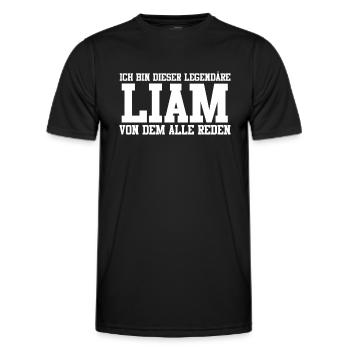 Liam Name Design - Männer Funktions-T-Shirt - Schwarz - Vorne - AI Model Male 178 dark (178cm)