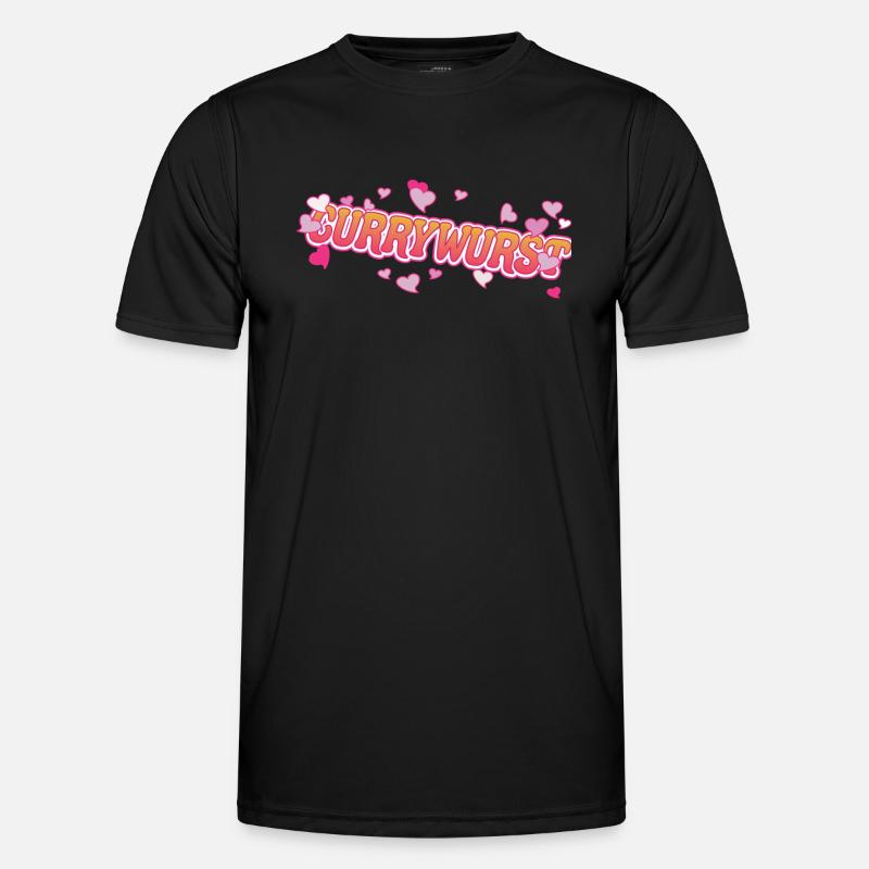 Currywurst cool avec motif de cœurs roses T-shirt sport Homme