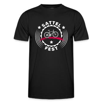 bike sattelfest Fahrradfahrer Drahtesel Fahrrad - Männer Funktions-T-Shirt - Schwarz - Vorne - AI Model Male 178 dark (178cm)