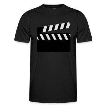 film_klappe_f2 - Men's Functional T-Shirt - black - Front - AI Model Male 178 dark (178cm)