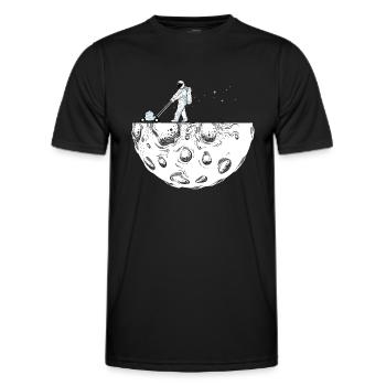 Astronaut mows the moon Space travel Space - Men's Functional T-Shirt - black - Front - AI Model Male 178 dark (178cm)