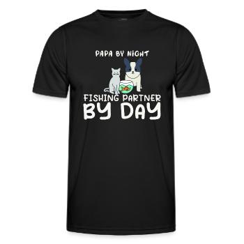 Papa By NIght Fishing Partner By Day Retirement Pla - Men's Functional T-Shirt - black - Front - AI Model Male 178 dark (178cm)