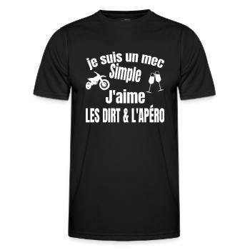 dirt et apéro - T-shirt sport Homme - noir - Devant - AI Model Male 178 dark (178cm)