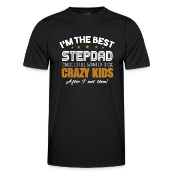 I m The Best Step Dad Crazy Kids Father s Day Gift - Men's Functional T-Shirt - black - Front - AI Model Male 178 dark (178cm)