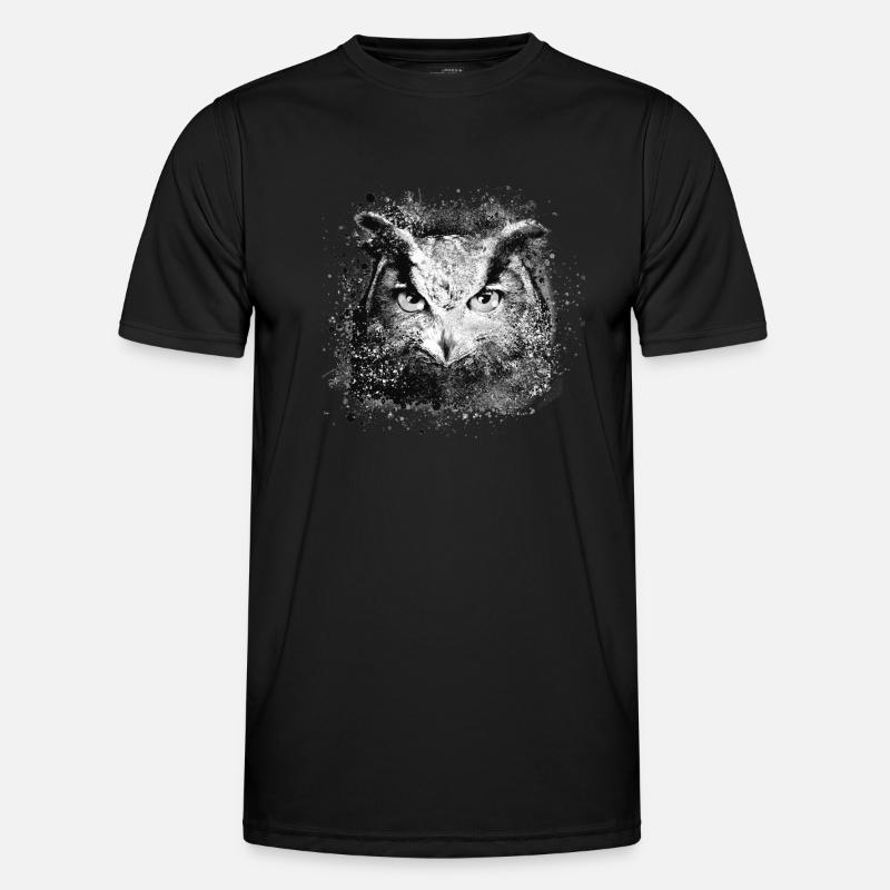 Owl,Graffiti,Painting,Black,Grey - Men's Functional T-Shirt - black
