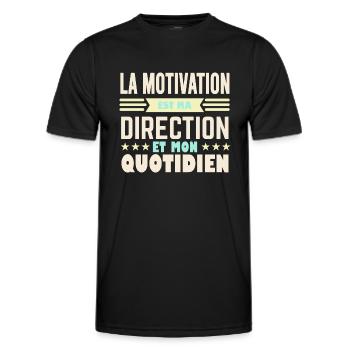 La motivation est ma direction et mon quotidien - T-shirt sport Homme - noir - Devant - AI Model Male 178 dark (178cm)