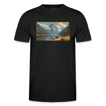 Fiordland National Park, New Zealand - Men's Functional T-Shirt - black - Front - AI Model Male 178 dark (178cm)