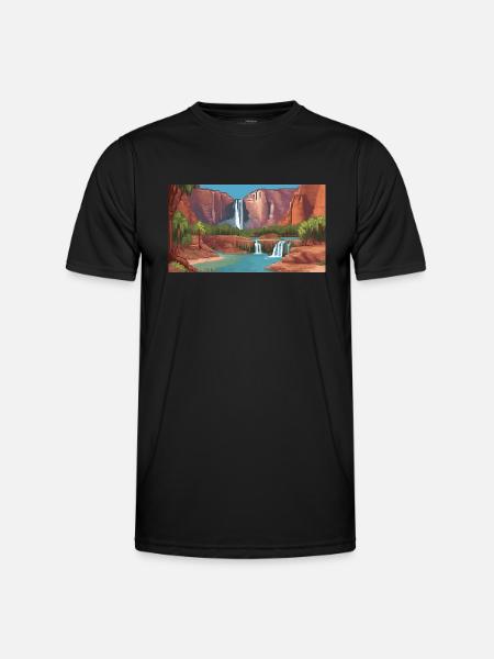 Havasu Falls, Arizona - Pixel Art - Men's Functional T-Shirt - black