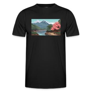 Miho No, Matsubara, Japon - Pixel Art - T-shirt sport Homme - noir - Devant - AI Model Male 178 dark (178cm)