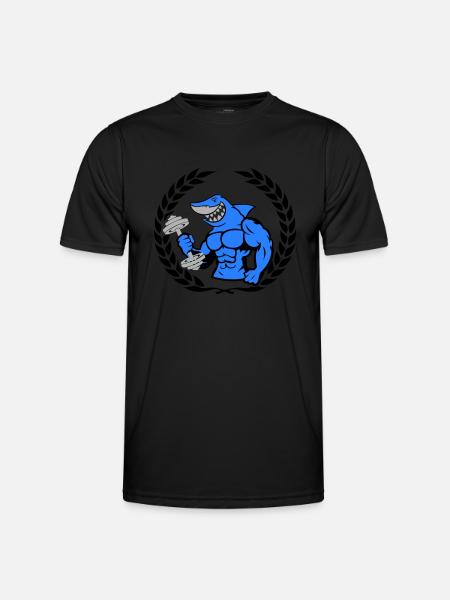 shark shark bodybuilding dumbbell - Men's Functional T-Shirt - black