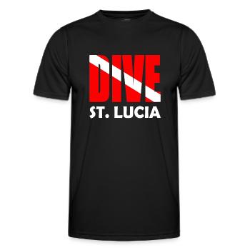 Dive St. Lucia - Diver Down Flag Scuba Diving - Men's Functional T-Shirt - black - Front - AI Model Male 178 dark (178cm)