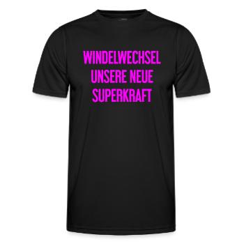 Diaper change – our new superpower - Men's Functional T-Shirt - black - Front - AI Model Male 178 dark (178cm)
