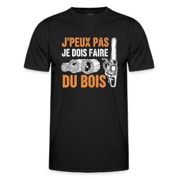J peux pas je dois faire du bois - T-shirt sport Homme - noir - Devant - AI Model Male 178 dark (178cm)
