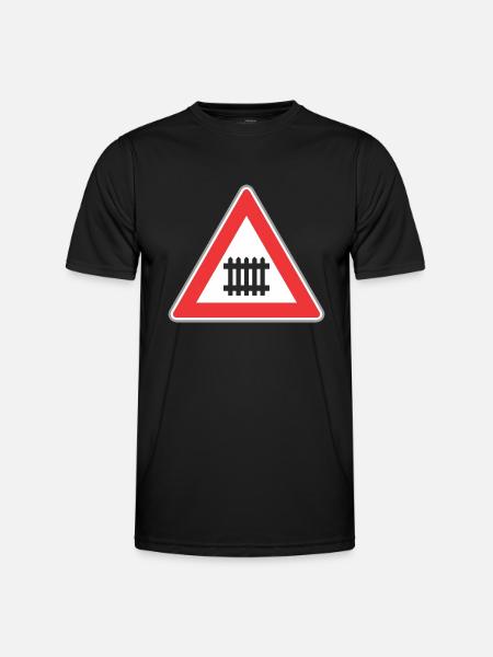 Road sign train way - Men's Functional T-Shirt - black