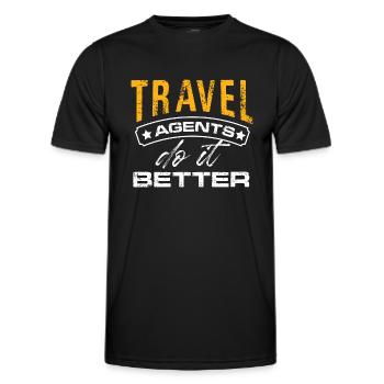 Les agents de voyages s’en sortent mieux pour planifier leurs vacances - T-shirt sport Homme - noir - Devant - AI Model Male 178 dark (178cm)