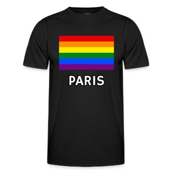 Pride Flagge Paris Schwul Regenbogen LGBTQ Queer Lesbe - Männer Funktions-T-Shirt - Schwarz - Vorne - AI Model Male 178 dark (178cm)