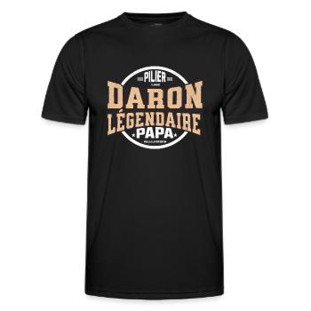 "Legendary Daron: Family Pillar" - Men's Functional T-Shirt - black - Front - AI Model Male 178 dark (178cm)