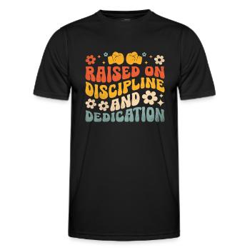 Raised On Discipline And Dedication Boxer Sports - Men's Functional T-Shirt - black - Front - AI Model Male 178 dark (178cm)